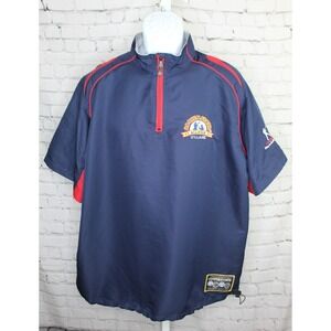 Cooperstown All Star Village Men's 1/4 Zip Short Sleeve Pullover Blue Red Sz. L